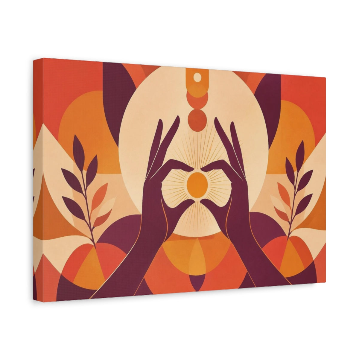 Side Mockup 4. Yoga Hands Mudra shown as canvas print
