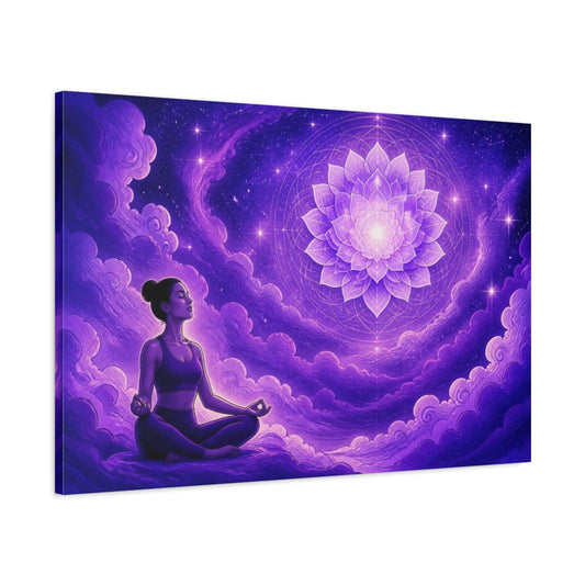 Main Mockup. Yoga Lotus Mandala shown as canvas print