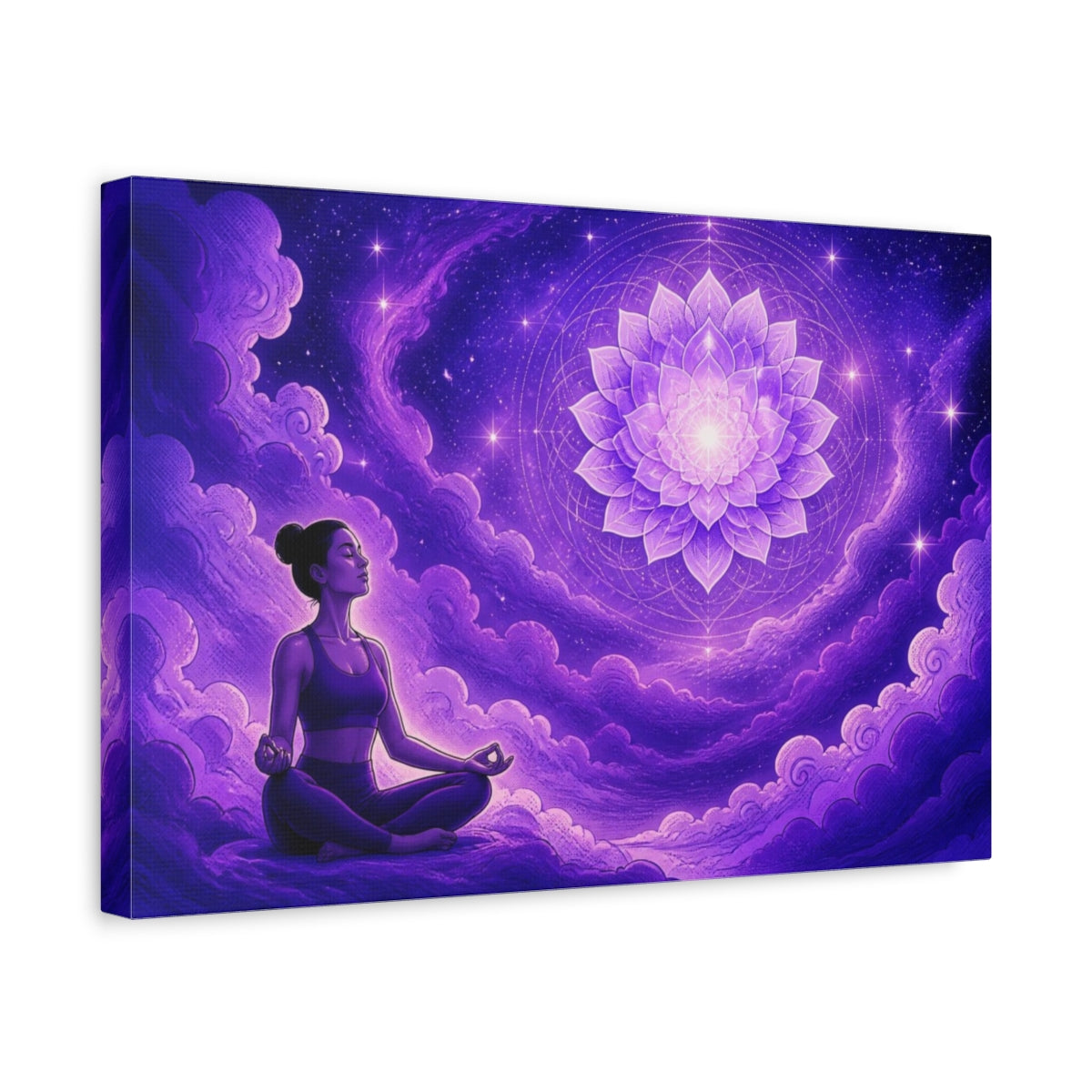Side Mockup 4. Yoga Lotus Mandala shown as canvas print