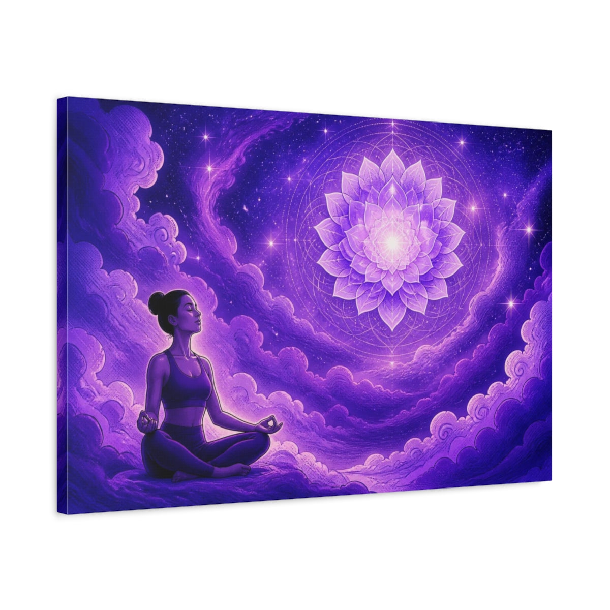 Side Mockup 2. Yoga Lotus Mandala shown as canvas print