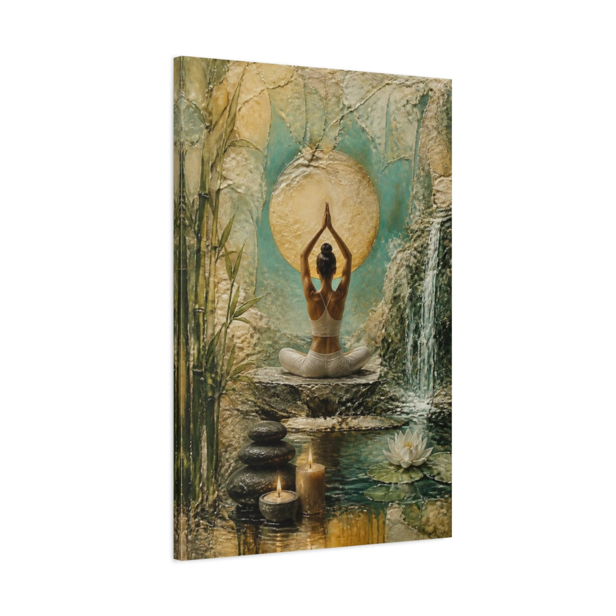 Main Mockup. Yoga Lotus Serenity shown as canvas print