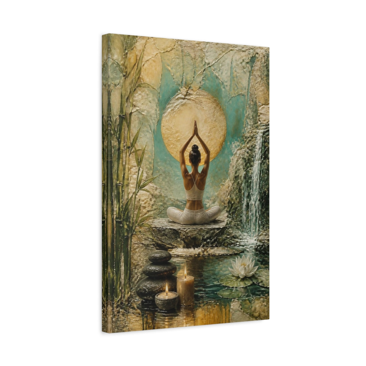 Side Mockup 3. Yoga Lotus Serenity shown as canvas print