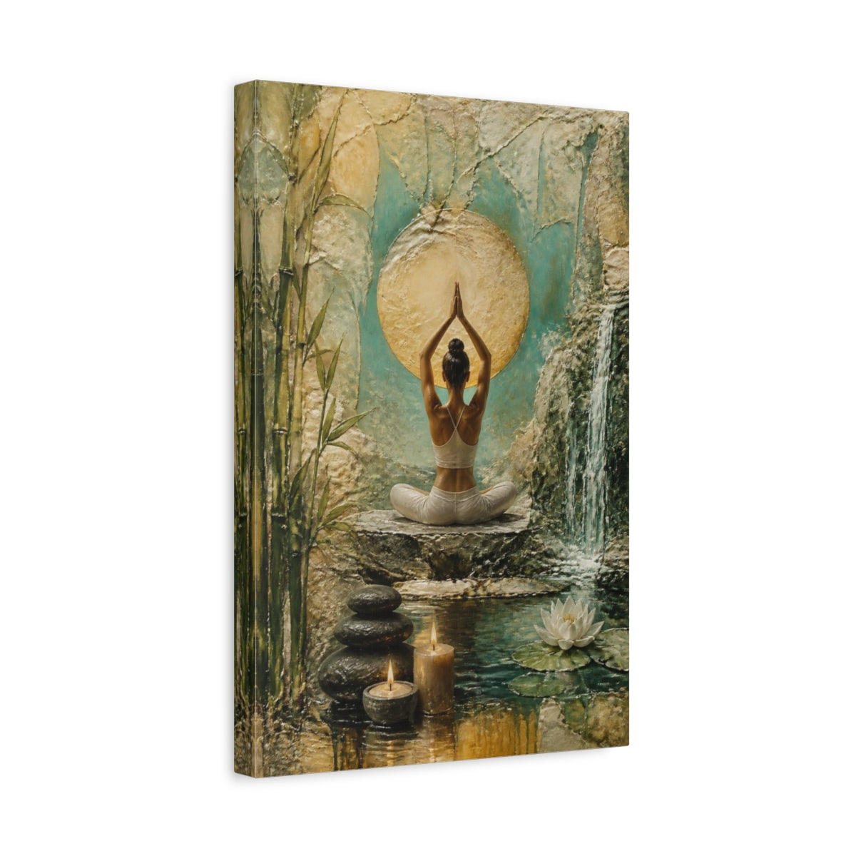 Side Mockup 4. Yoga Lotus Serenity shown as canvas print