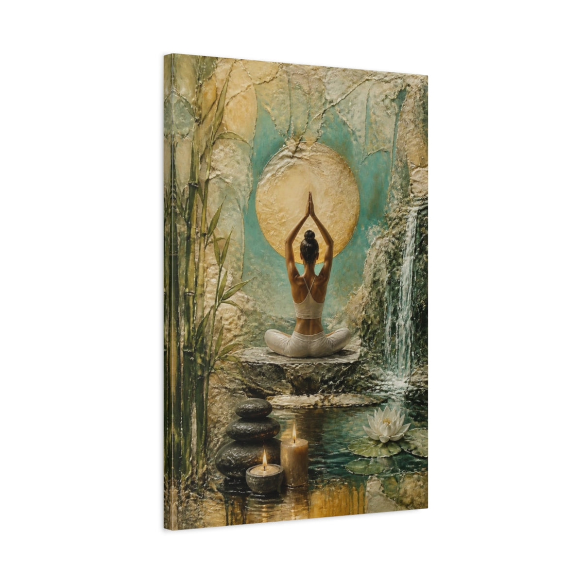 Side Mockup 2. Yoga Lotus Serenity shown as canvas print