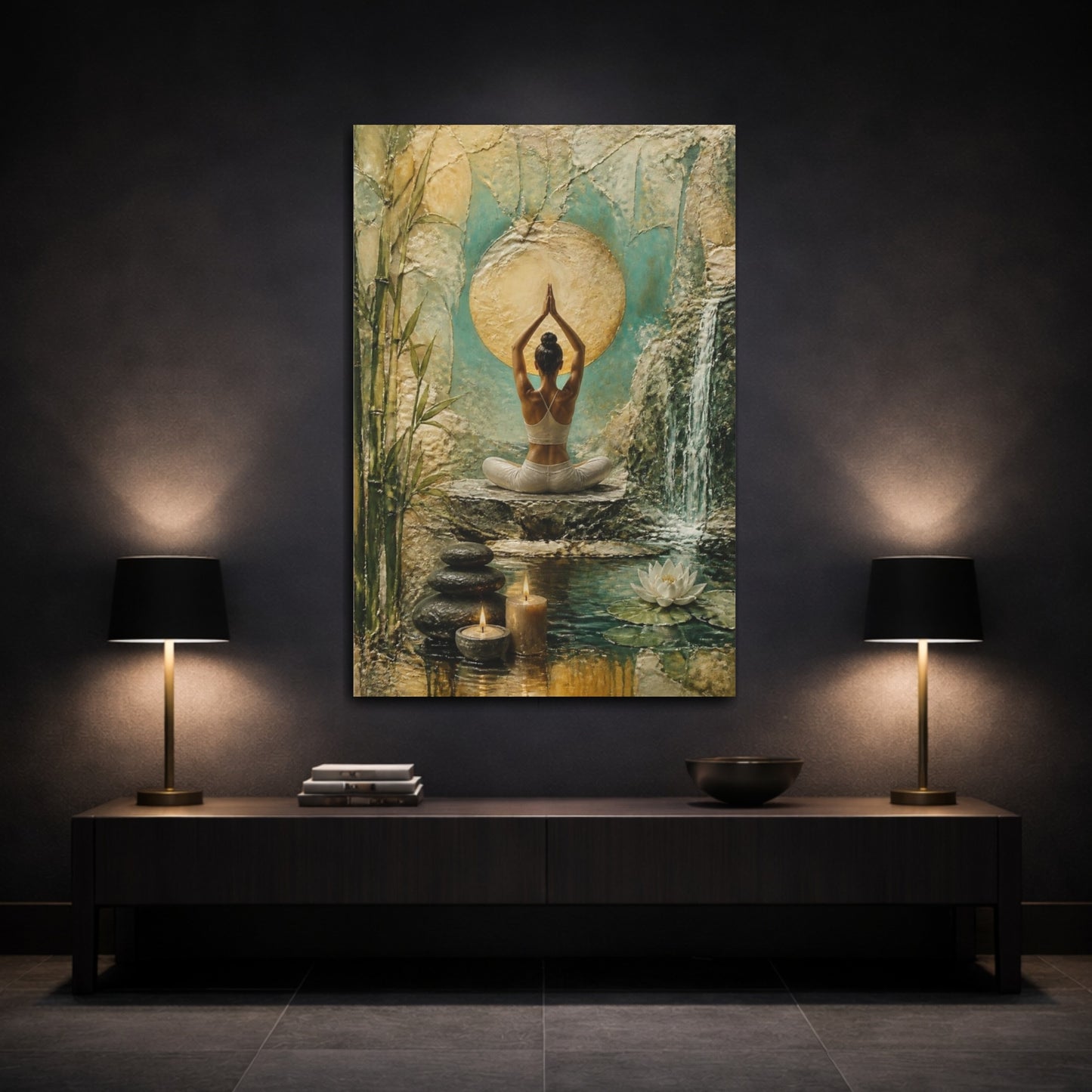 Mockup 3. Yoga Lotus Serenity shown as canvas print