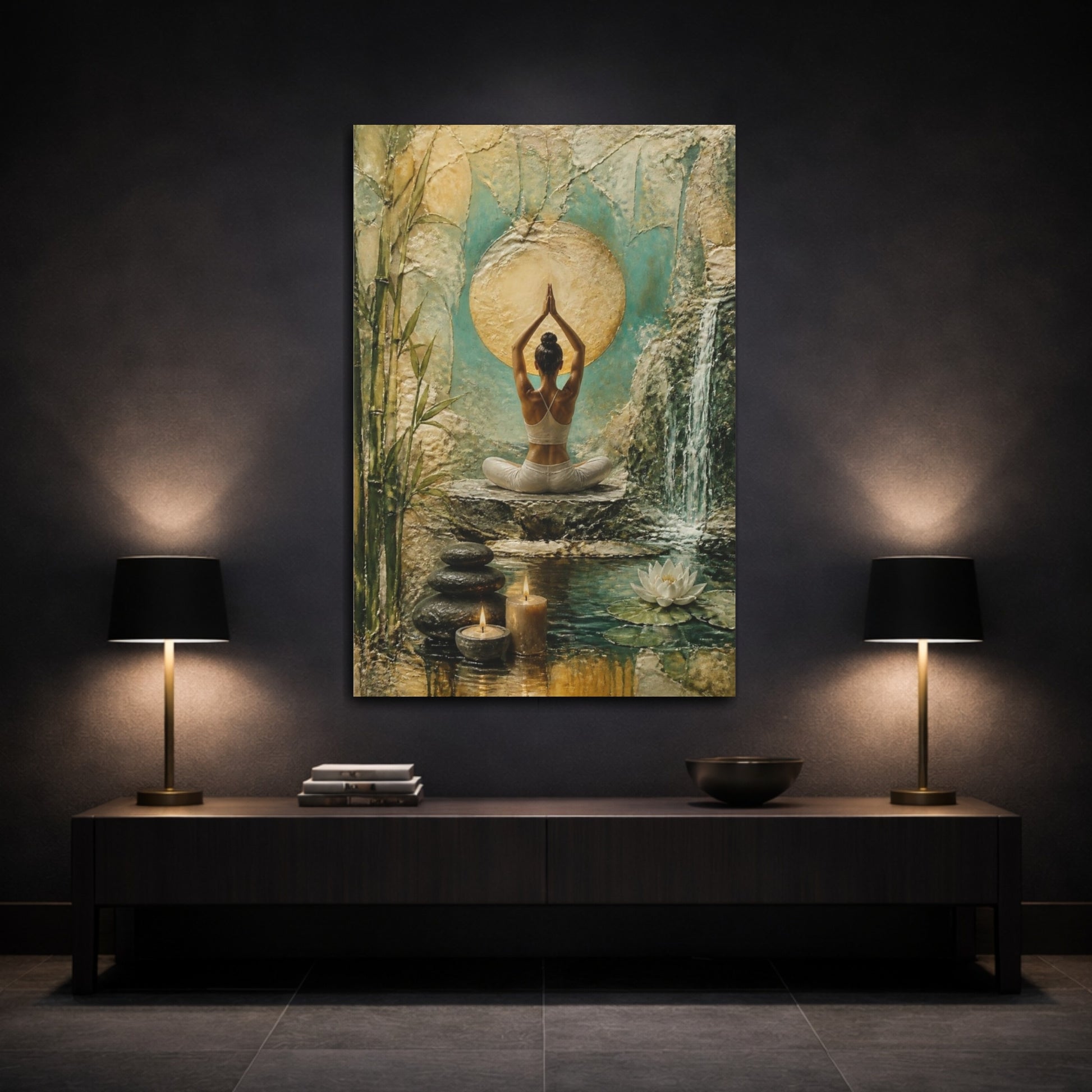 Mockup 3. Yoga Lotus Serenity shown as canvas print