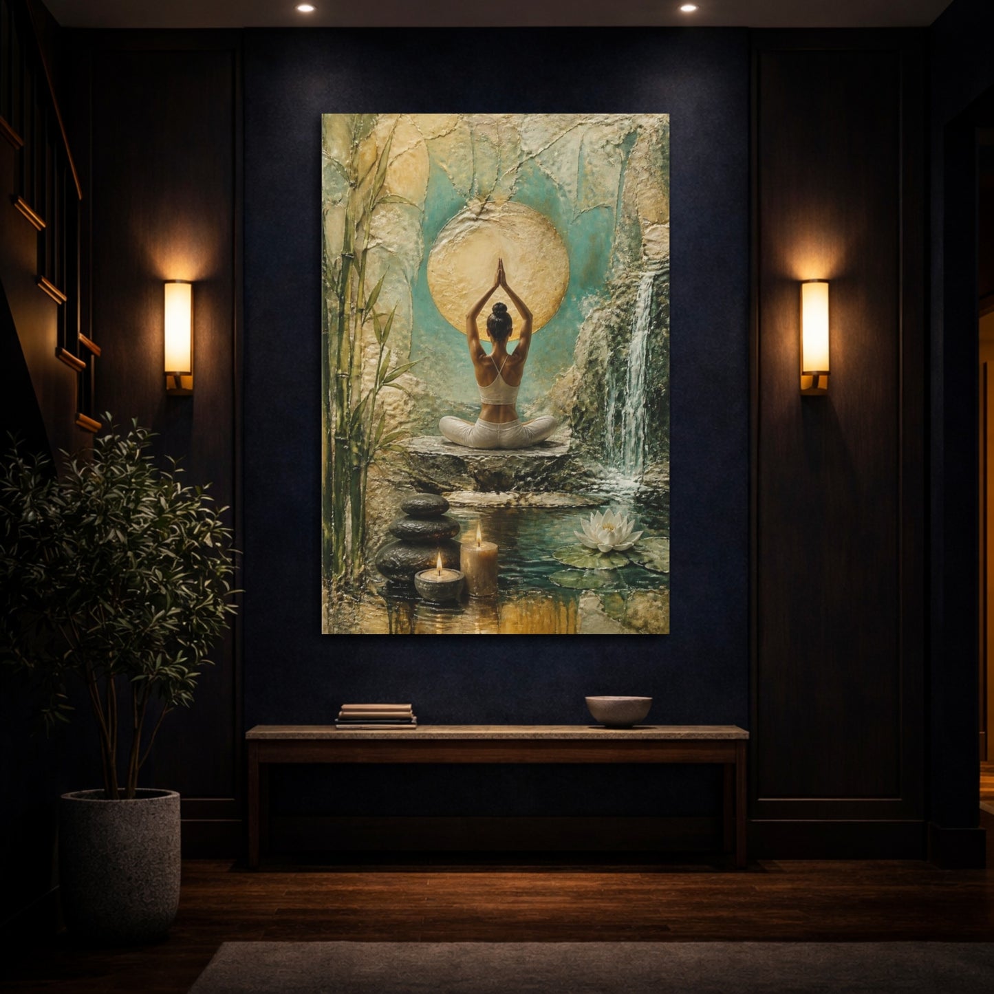 Mockup 4. Yoga Lotus Serenity shown as canvas print