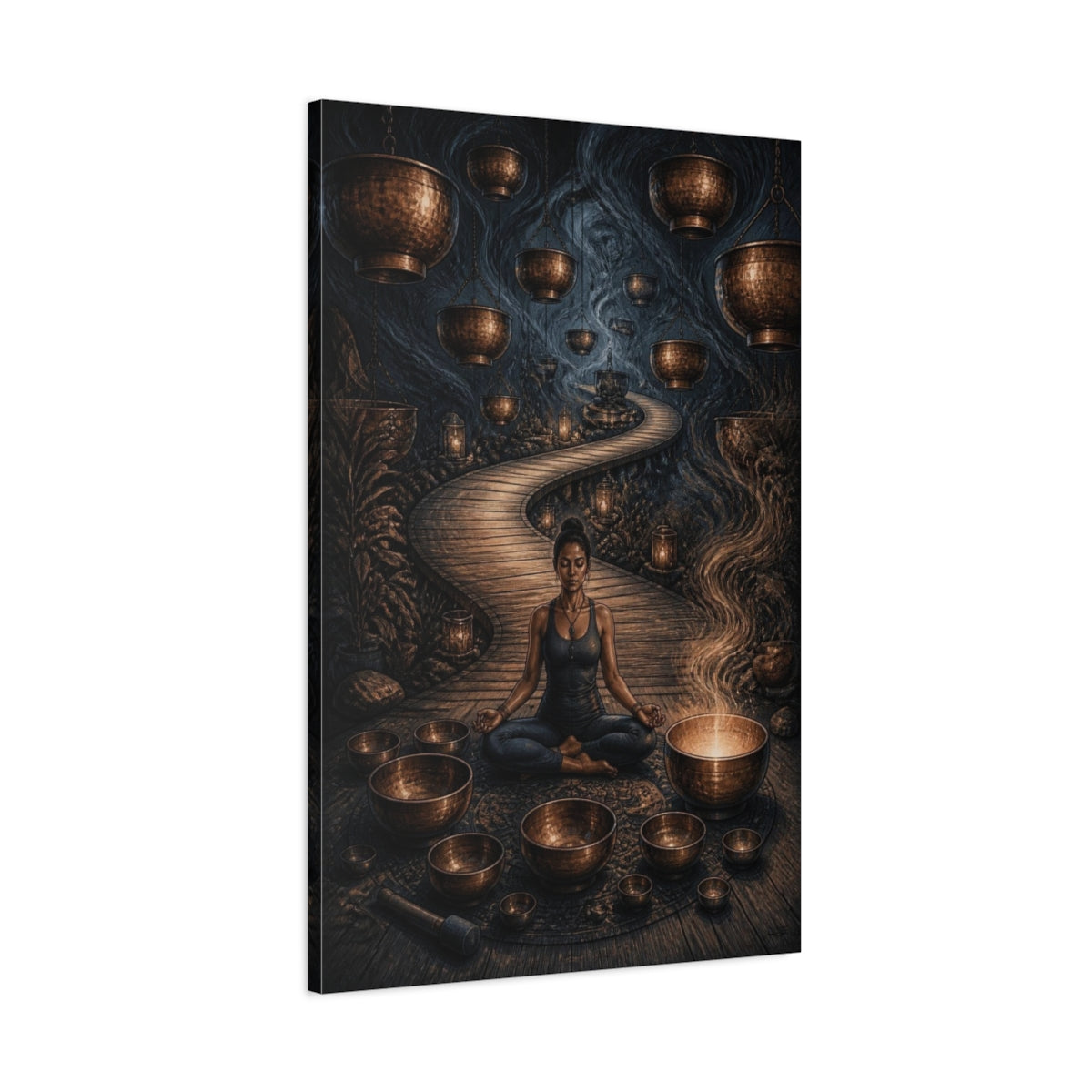 Main Mockup. Yoga Meditation Bowls shown as canvas print