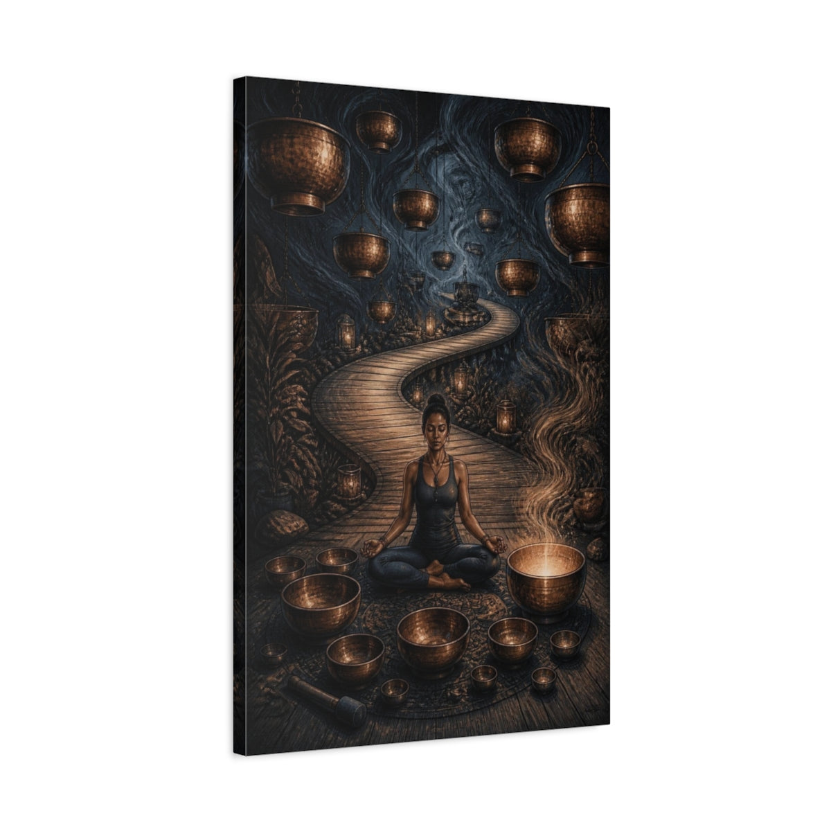 Side Mockup 2. Yoga Meditation Bowls shown as canvas print