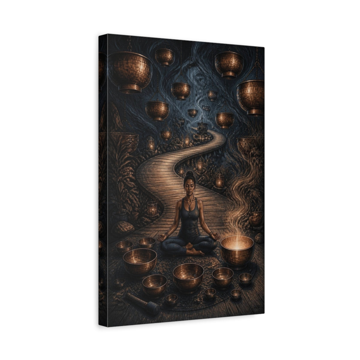 Side Mockup 4. Yoga Meditation Bowls shown as canvas print