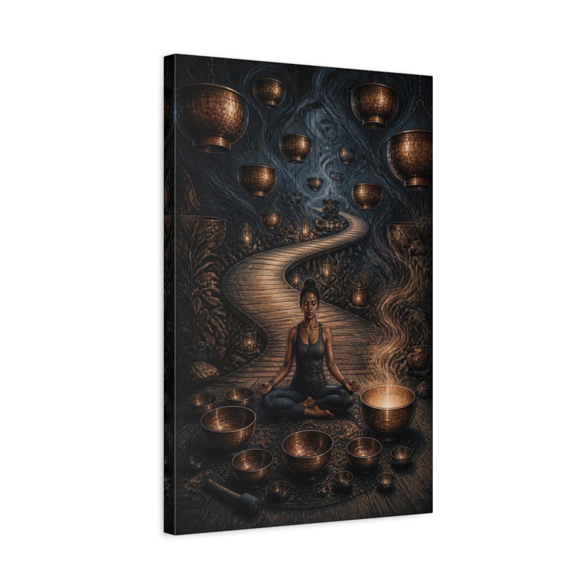 Side Mockup 3. Yoga Meditation Bowls shown as canvas print