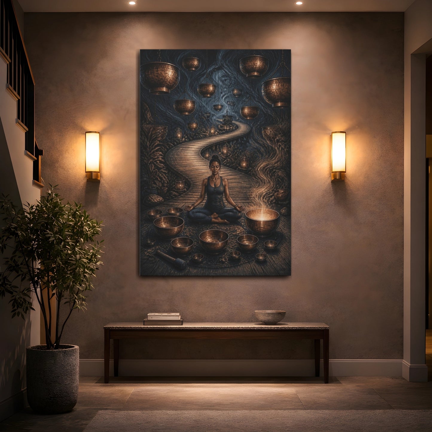Mockup 2. Yoga Meditation Bowls shown as canvas print
