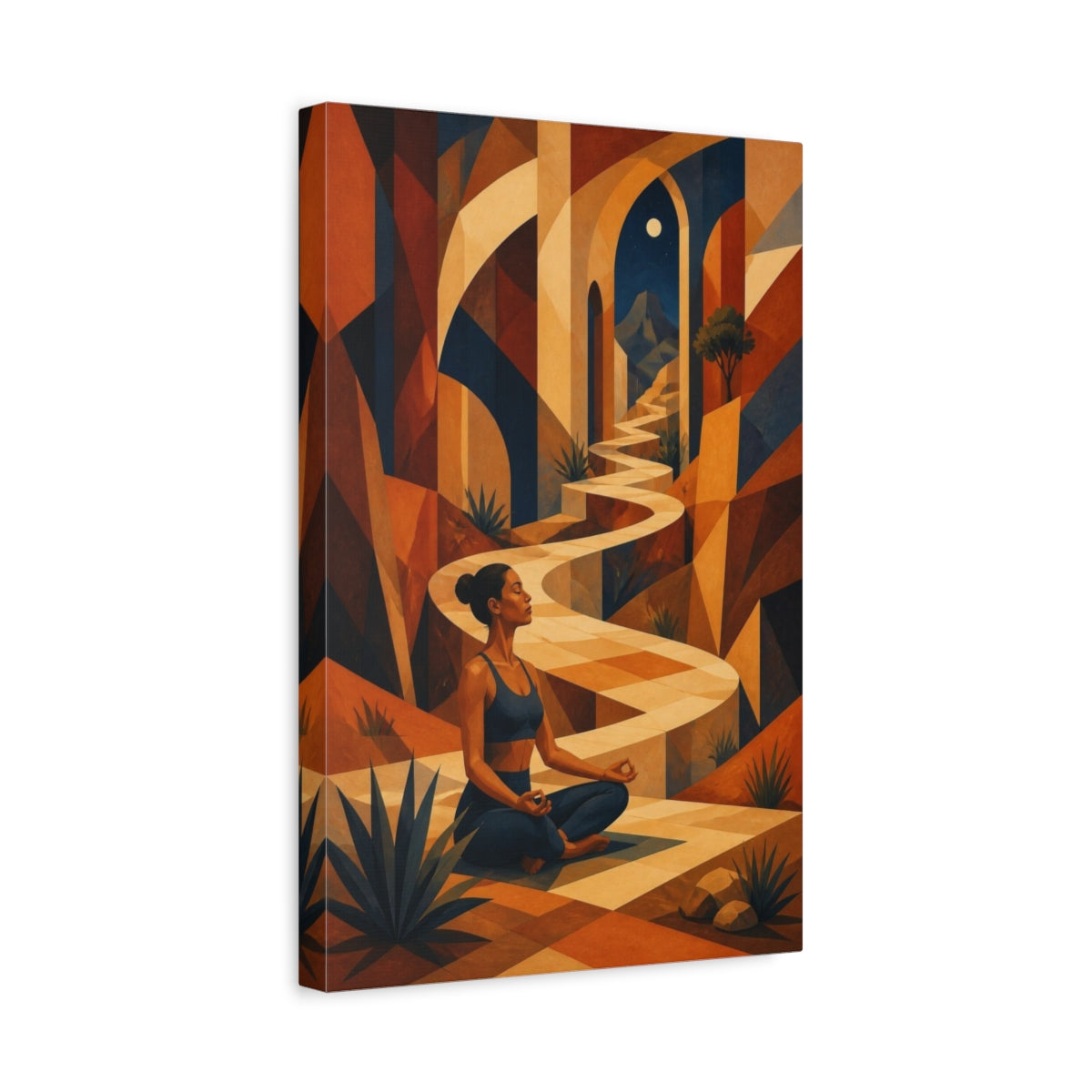 Side Mockup 4. Yoga Meditation Path shown as canvas print