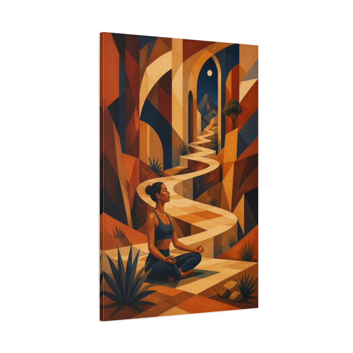 Side Mockup 1. Yoga Meditation Path shown as canvas print