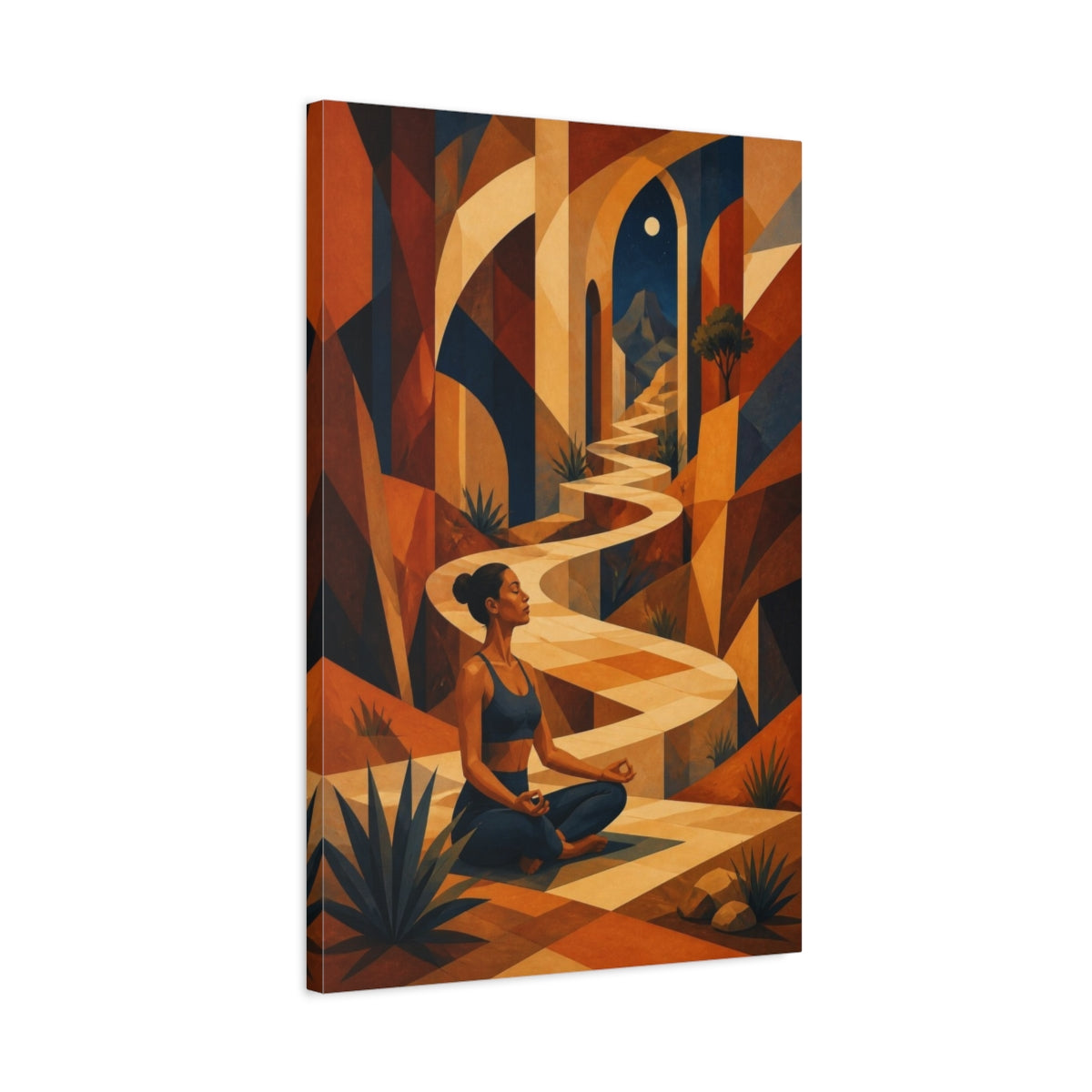 Side Mockup 2. Yoga Meditation Path shown as canvas print