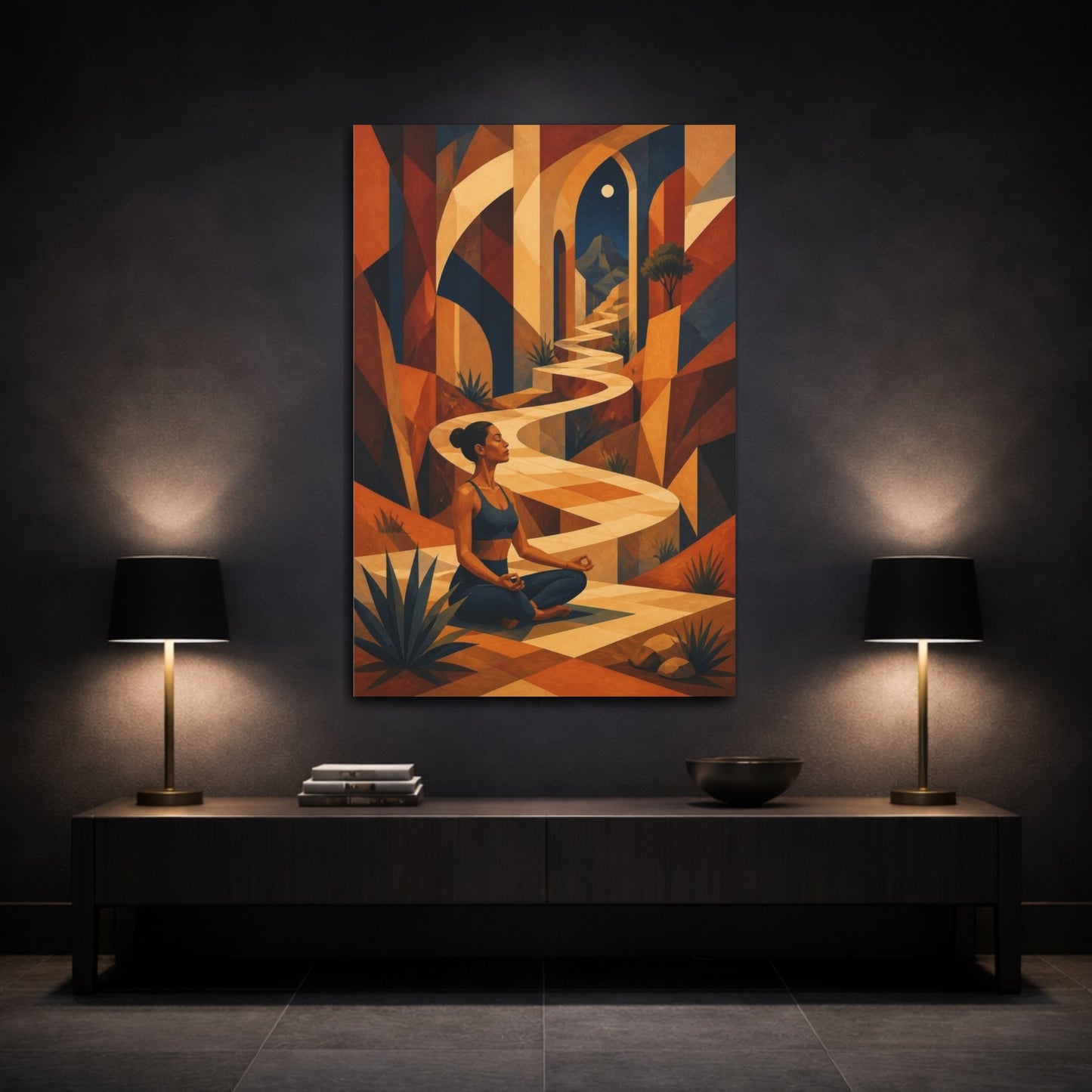 Mockup 3. Yoga Meditation Path shown as canvas print