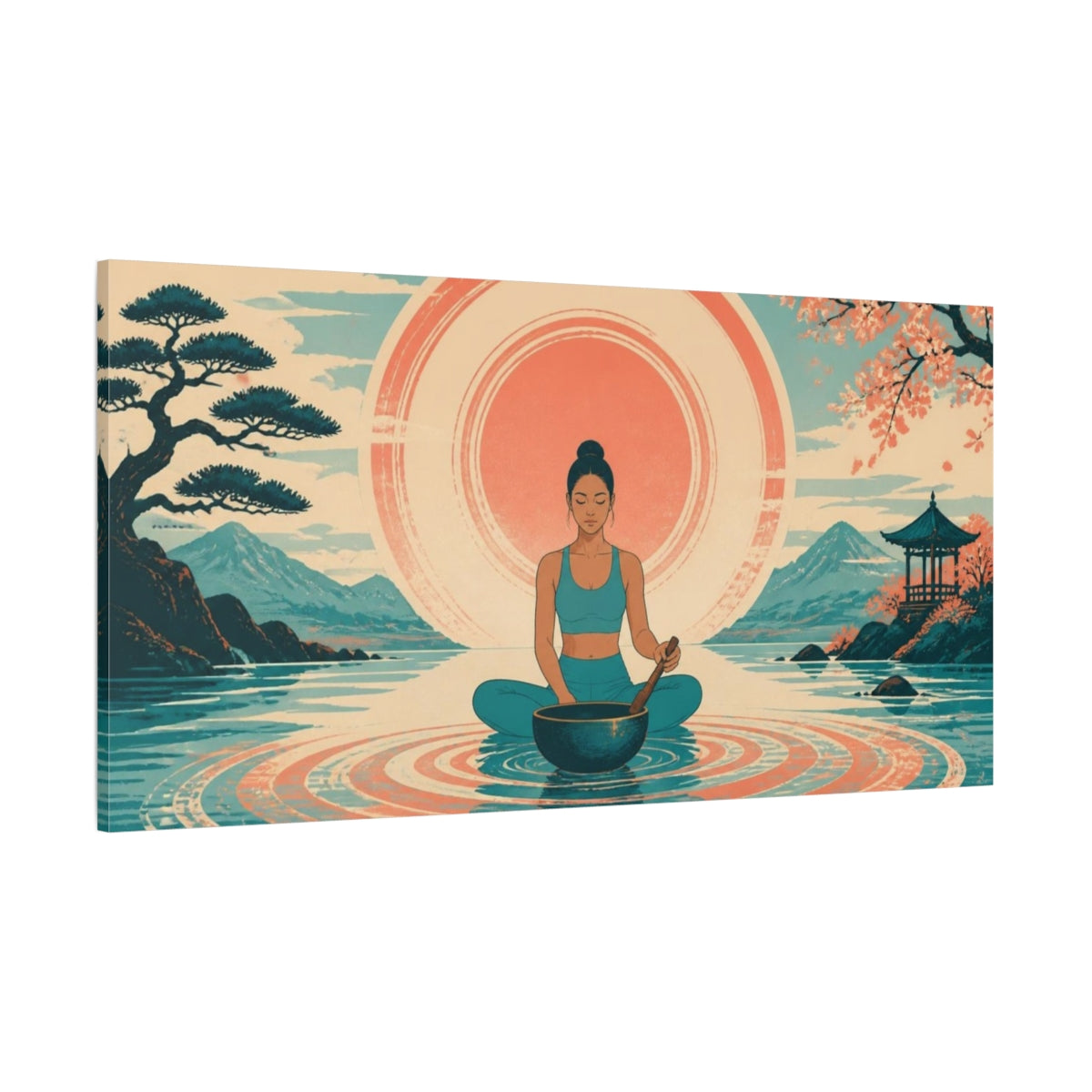 Side Mockup 2. Yoga Meditation Singing Bowl shown as canvas print