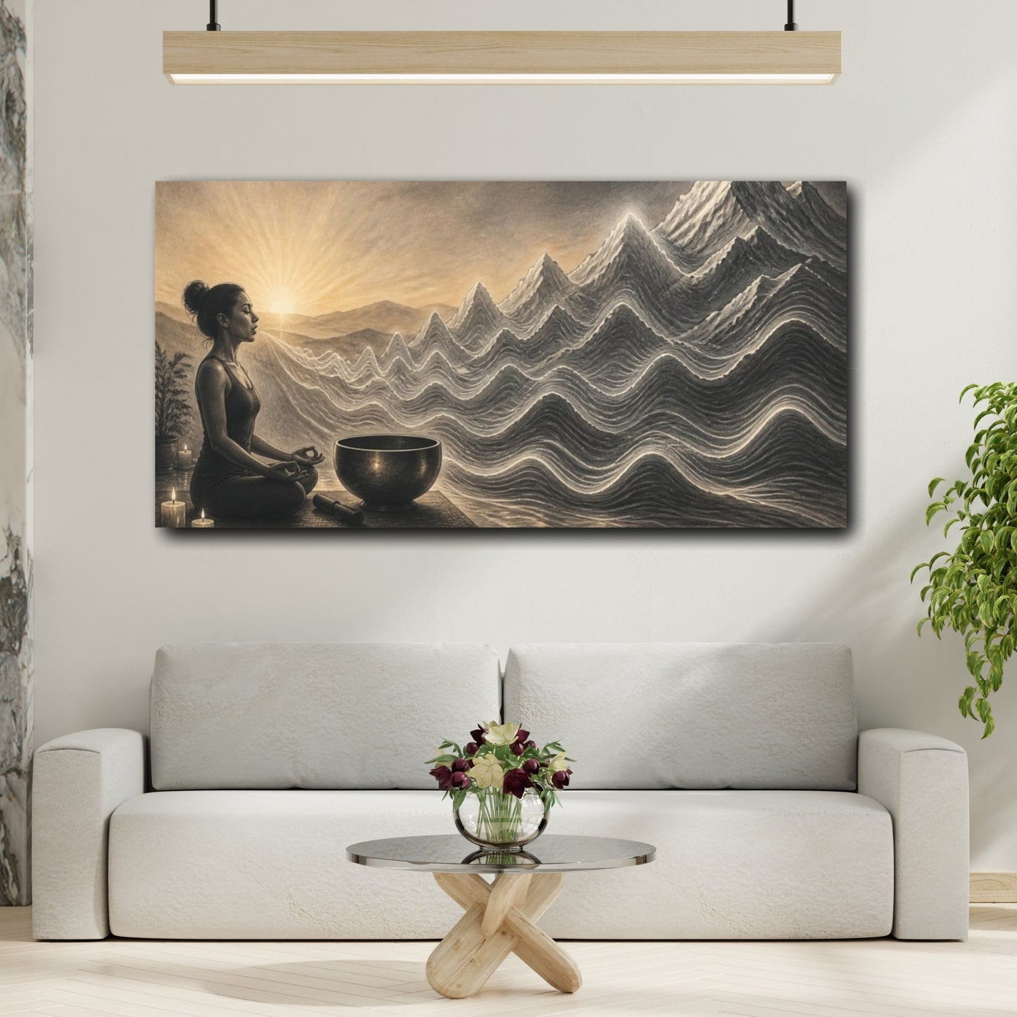 Mockup 2. Yoga Meditation Singing Bowl shown as canvas print