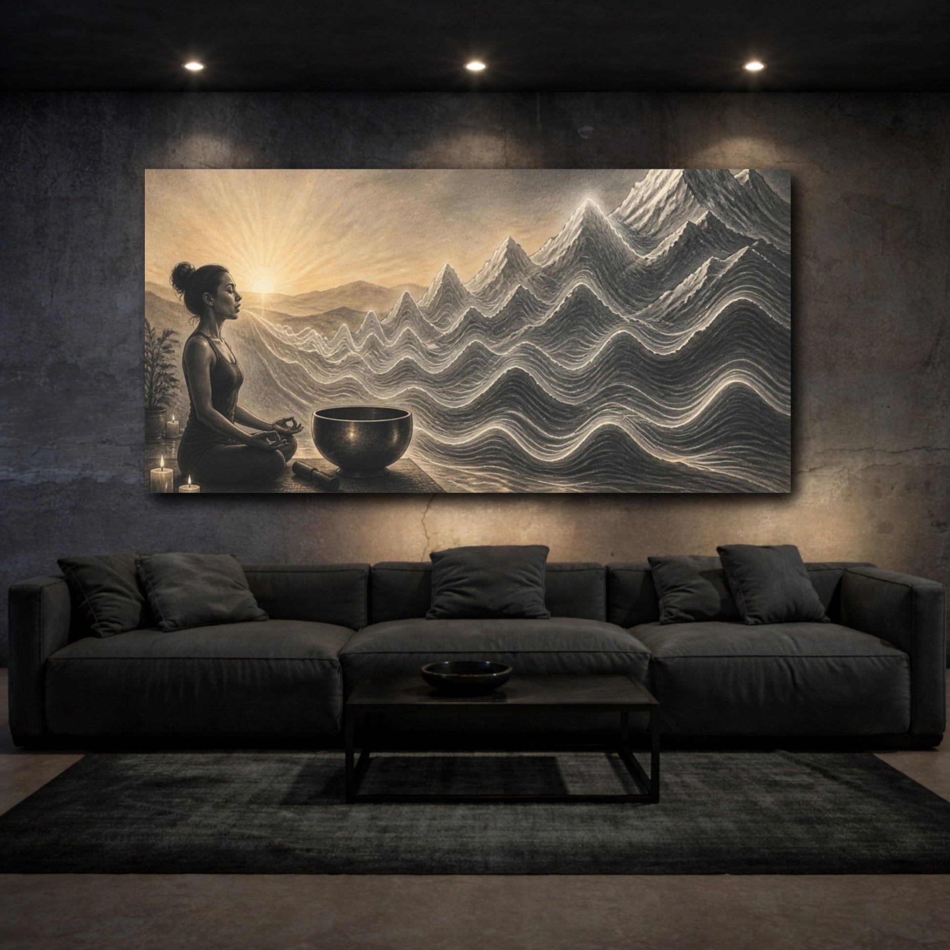 Mockup 3. Yoga Meditation Singing Bowl shown as canvas print