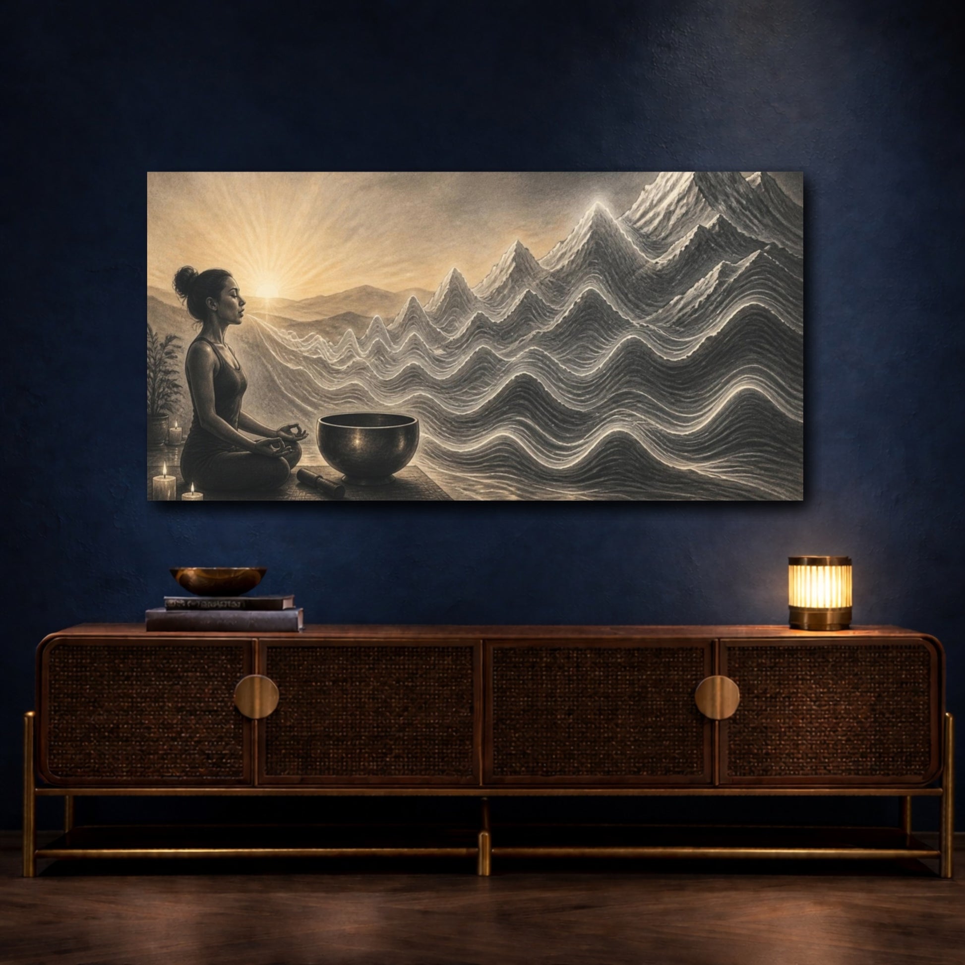 Mockup 4. Yoga Meditation Singing Bowl shown as canvas print