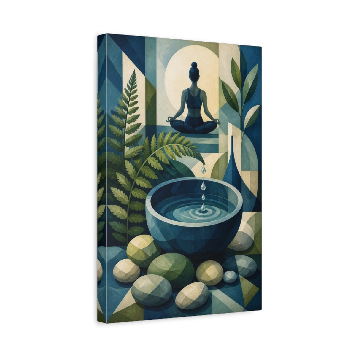 Side Mockup 4. Yoga Meditation Water Bowl shown as canvas print