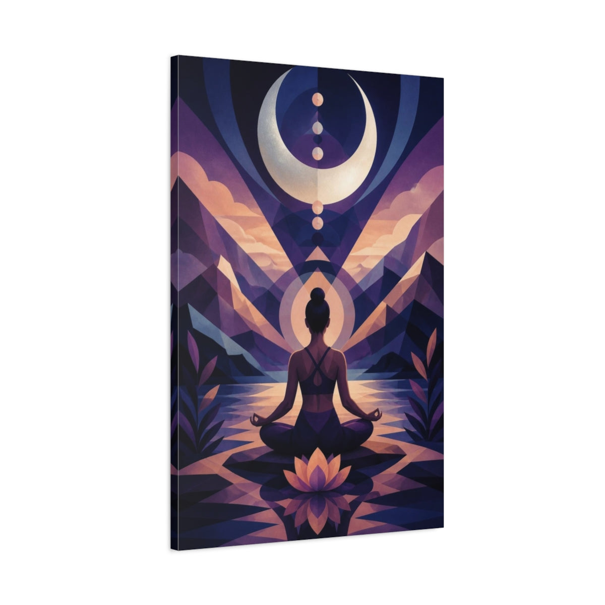 Main Mockup. Yoga Moon Meditation shown as canvas print
