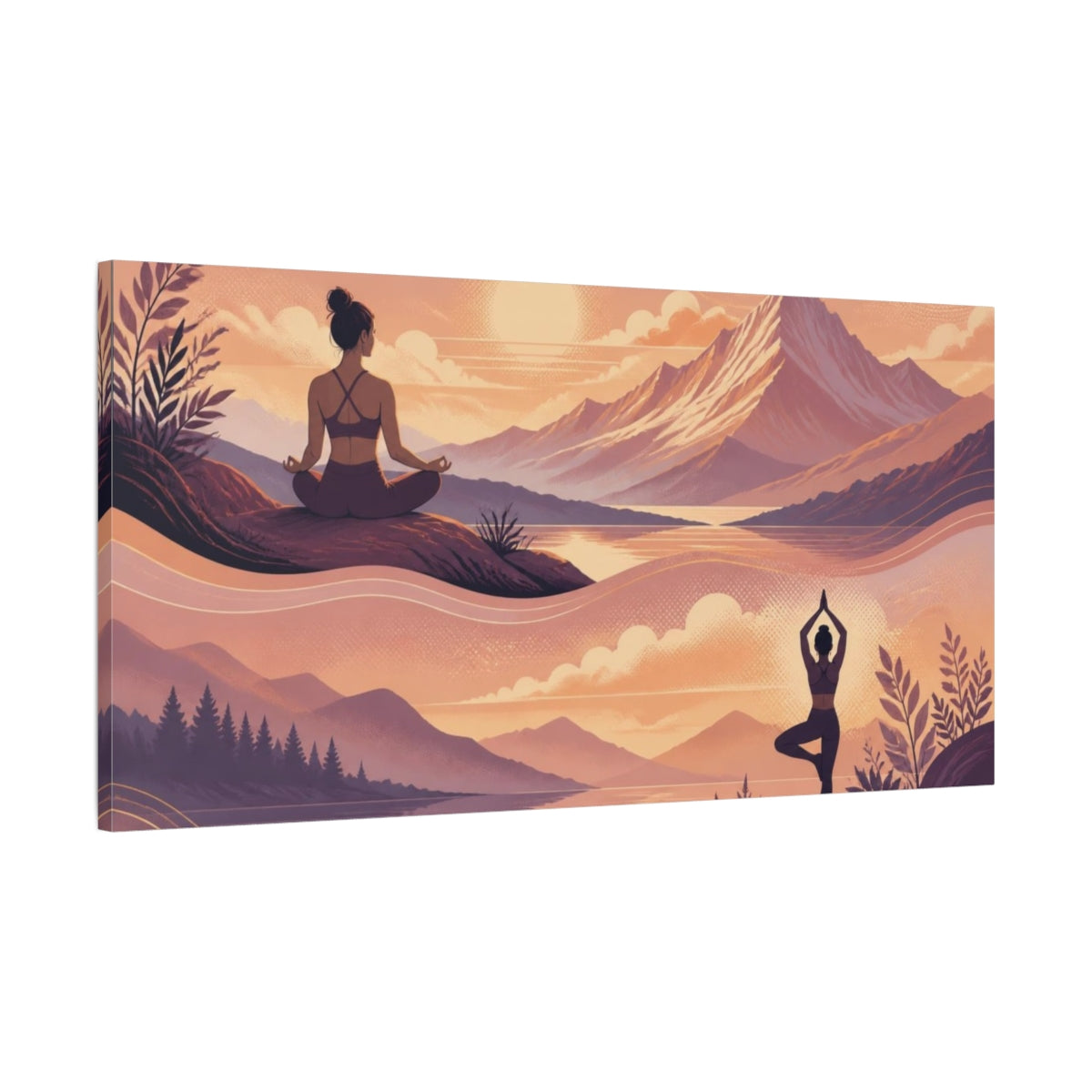 Main Mockup. Yoga Mountain Meditation shown as canvas print