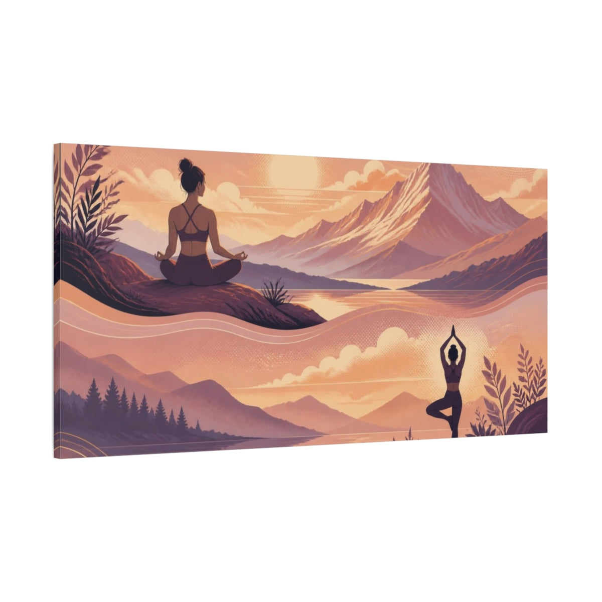 Side Mockup 2. Yoga Mountain Meditation shown as canvas print