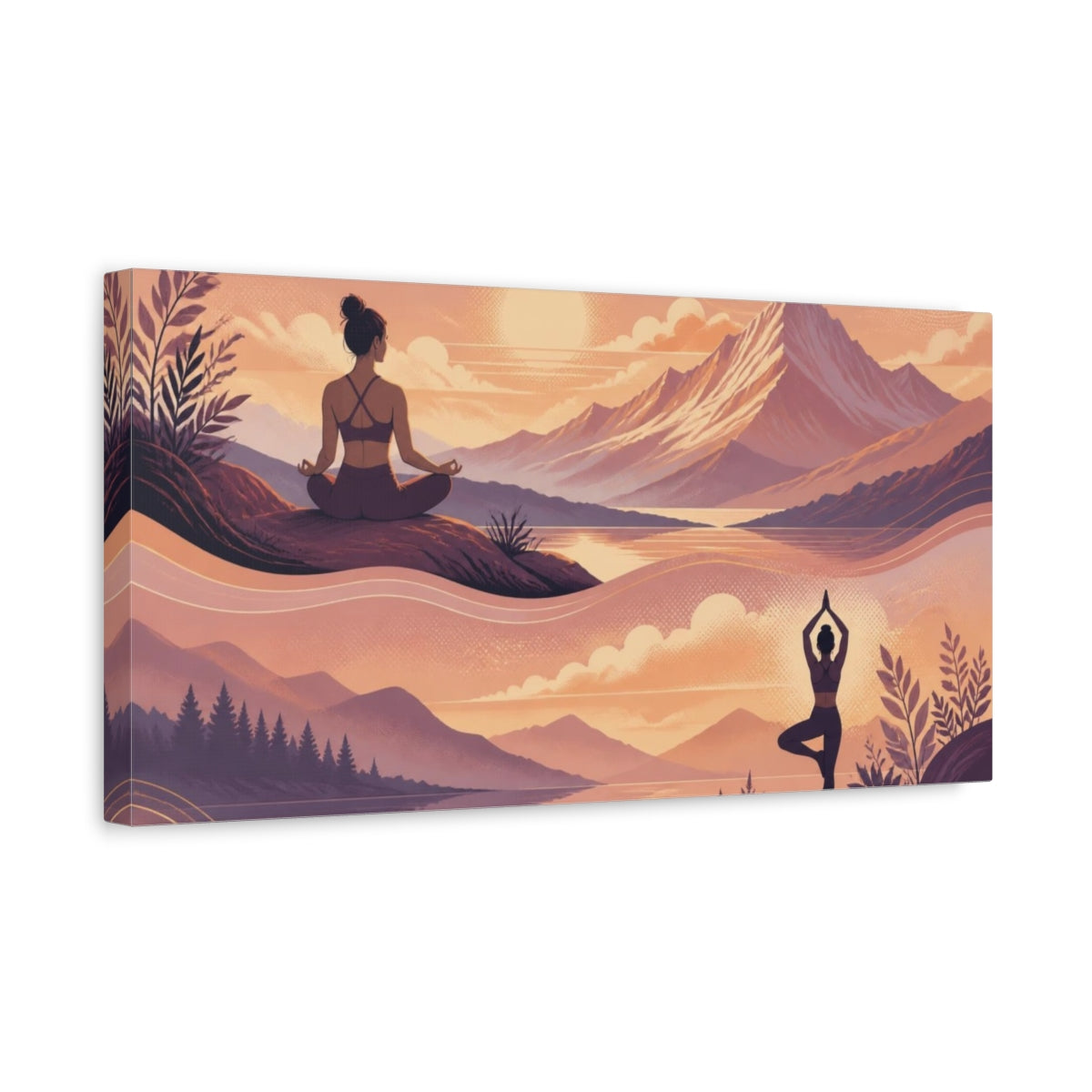 Side Mockup 3. Yoga Mountain Meditation shown as canvas print