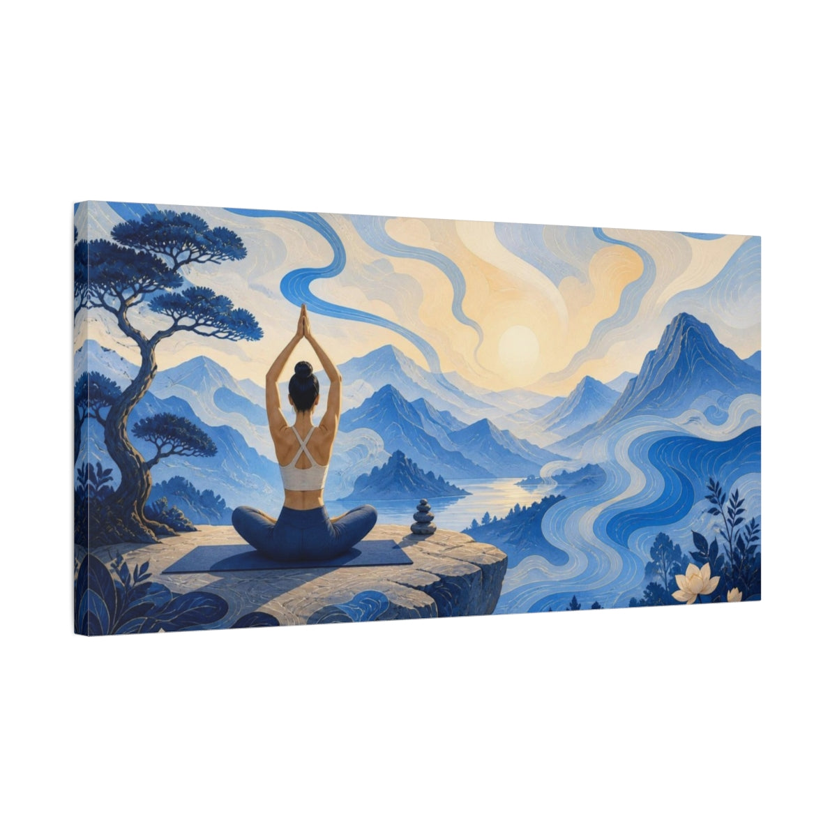 Side Mockup 1. Yoga Mountain Meditation shown as canvas print