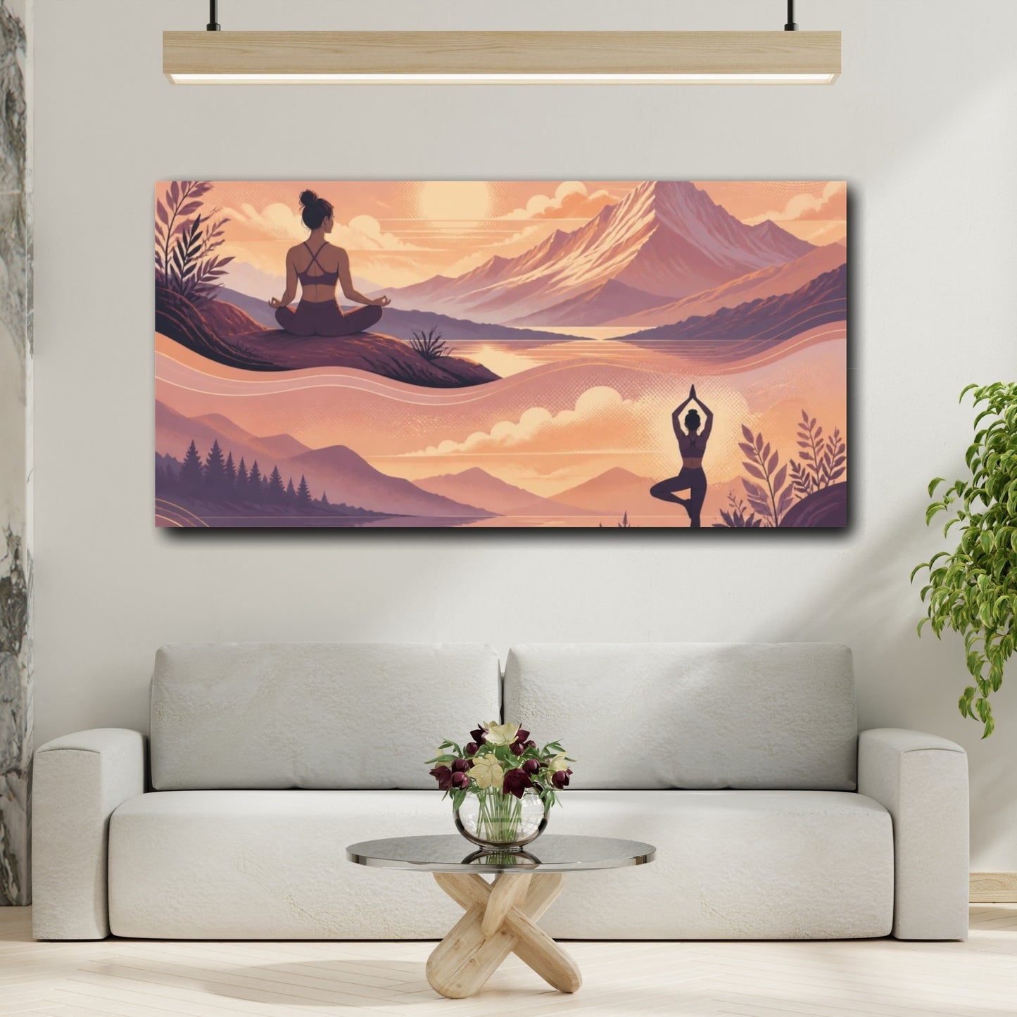Mockup 2. Yoga Mountain Meditation shown as canvas print