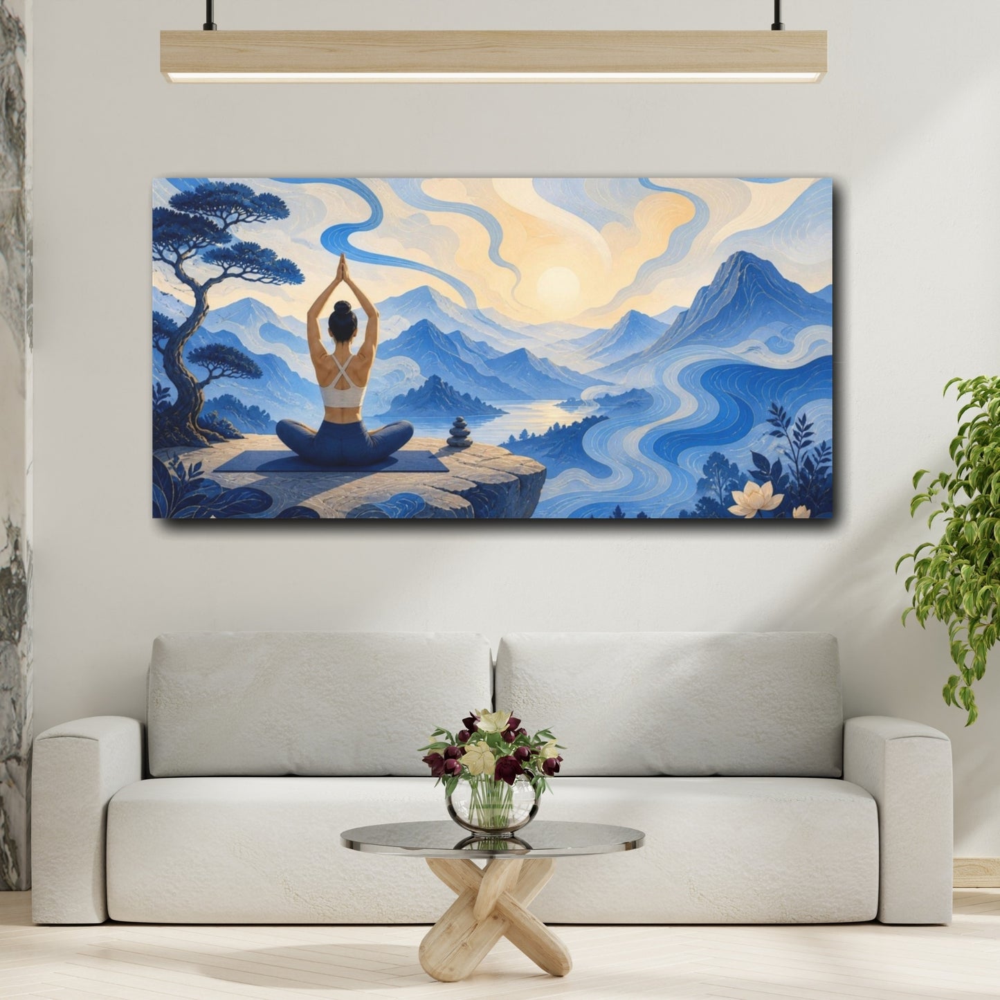 Mockup 2. Yoga Mountain Meditation shown as canvas print