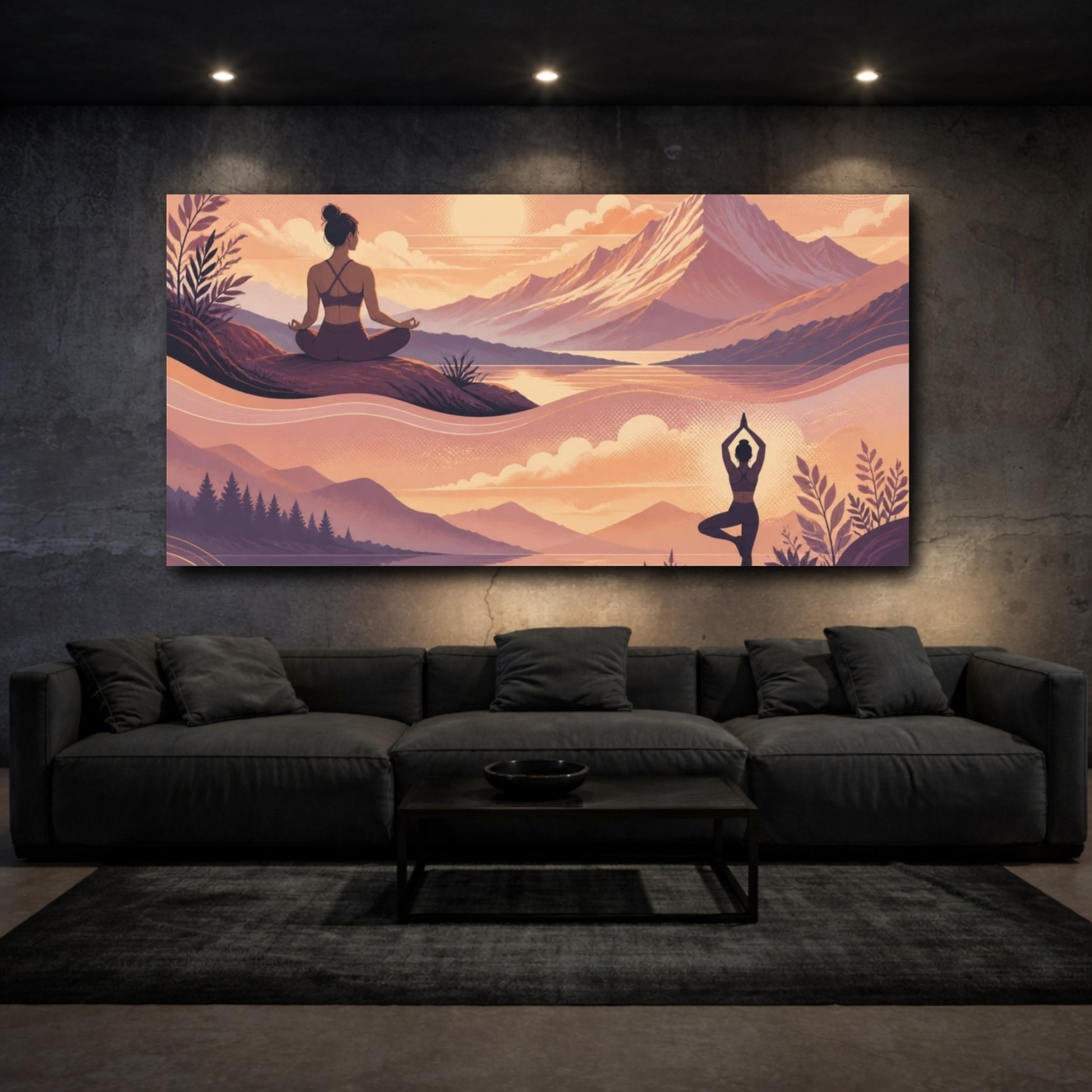 Mockup 3. Yoga Mountain Meditation shown as canvas print