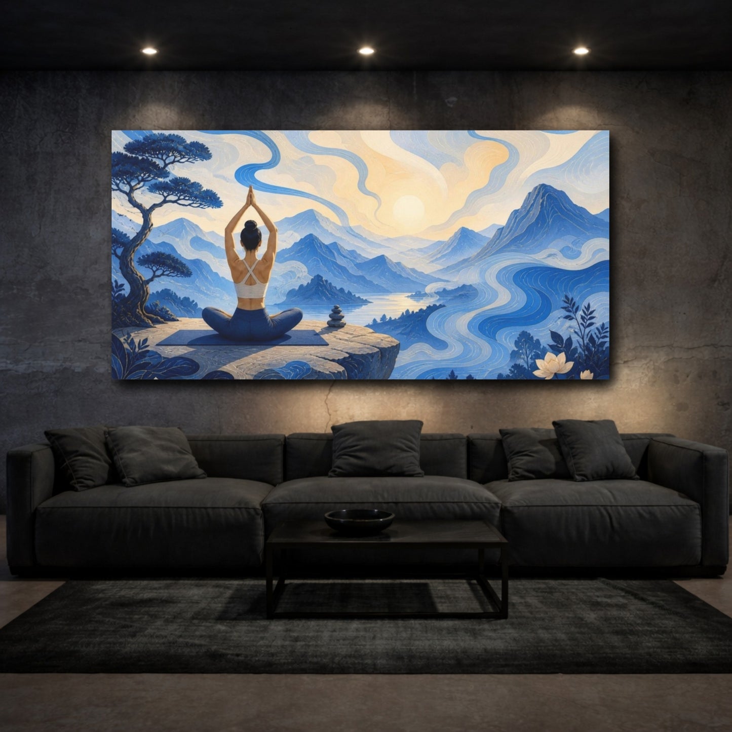 Mockup 3. Yoga Mountain Meditation shown as canvas print