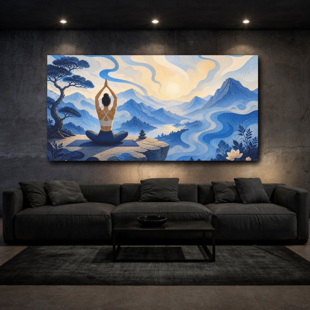 Mockup 3. Yoga Mountain Meditation shown as canvas print