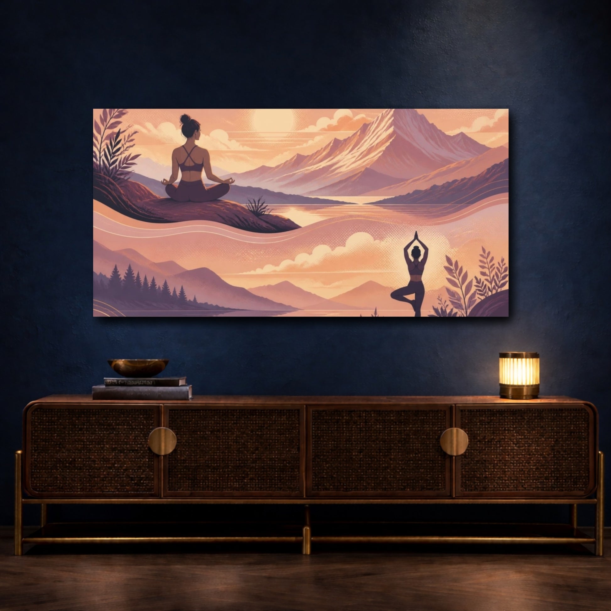Mockup 4. Yoga Mountain Meditation shown as canvas print