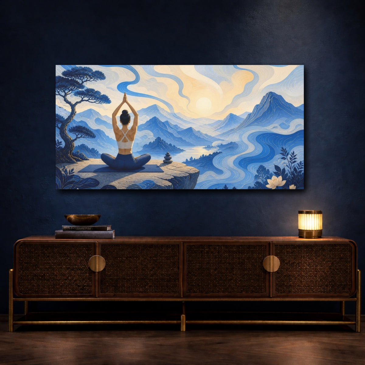Mockup 4. Yoga Mountain Meditation shown as canvas print