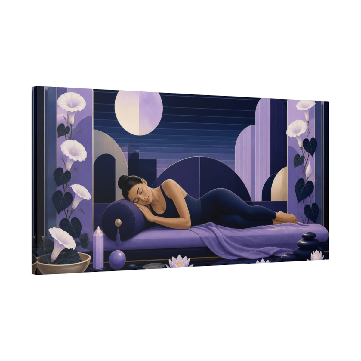 Main Mockup. Yoga Resting Woman shown as canvas print