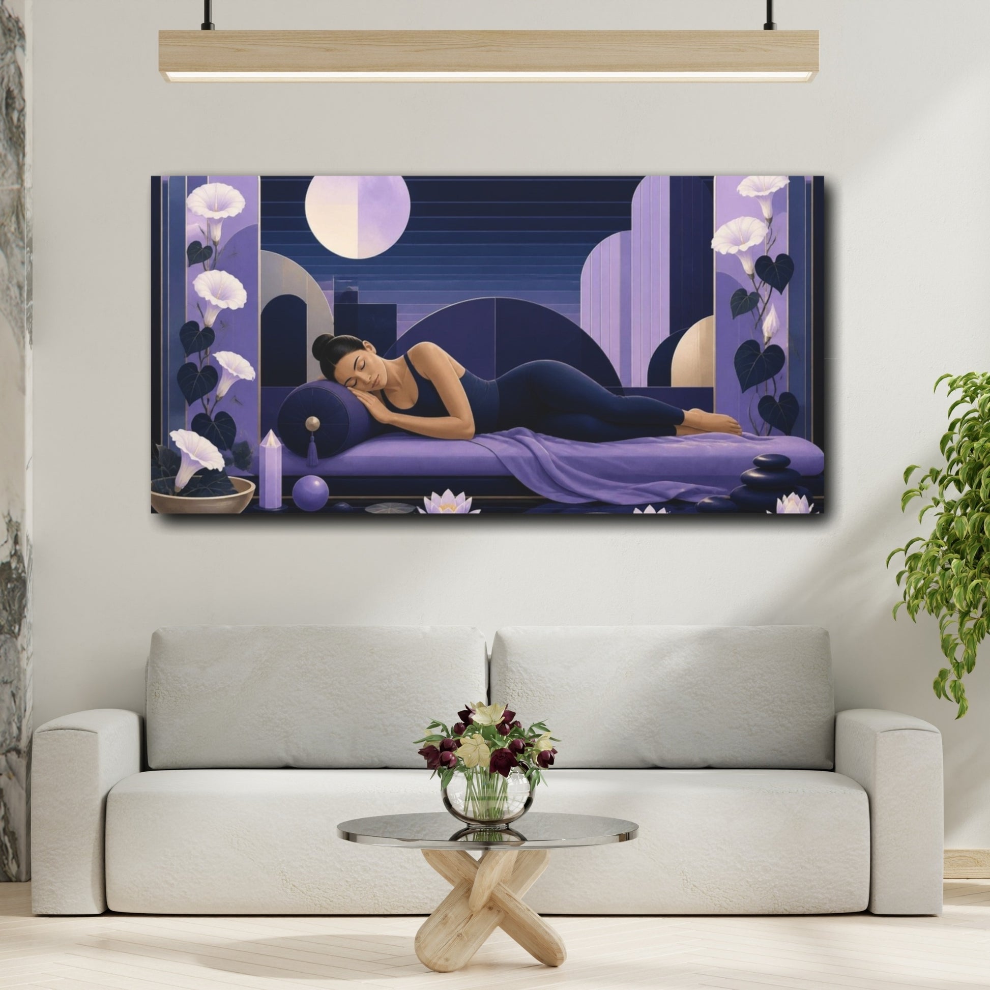 Mockup 2. Yoga Resting Woman shown as canvas print