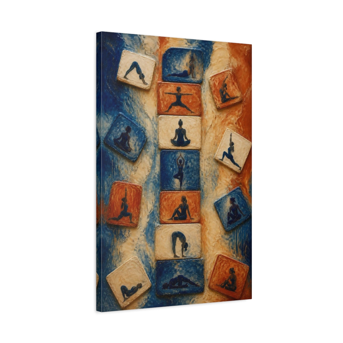 Side Mockup 2. Yoga Tile Sequence shown as canvas print