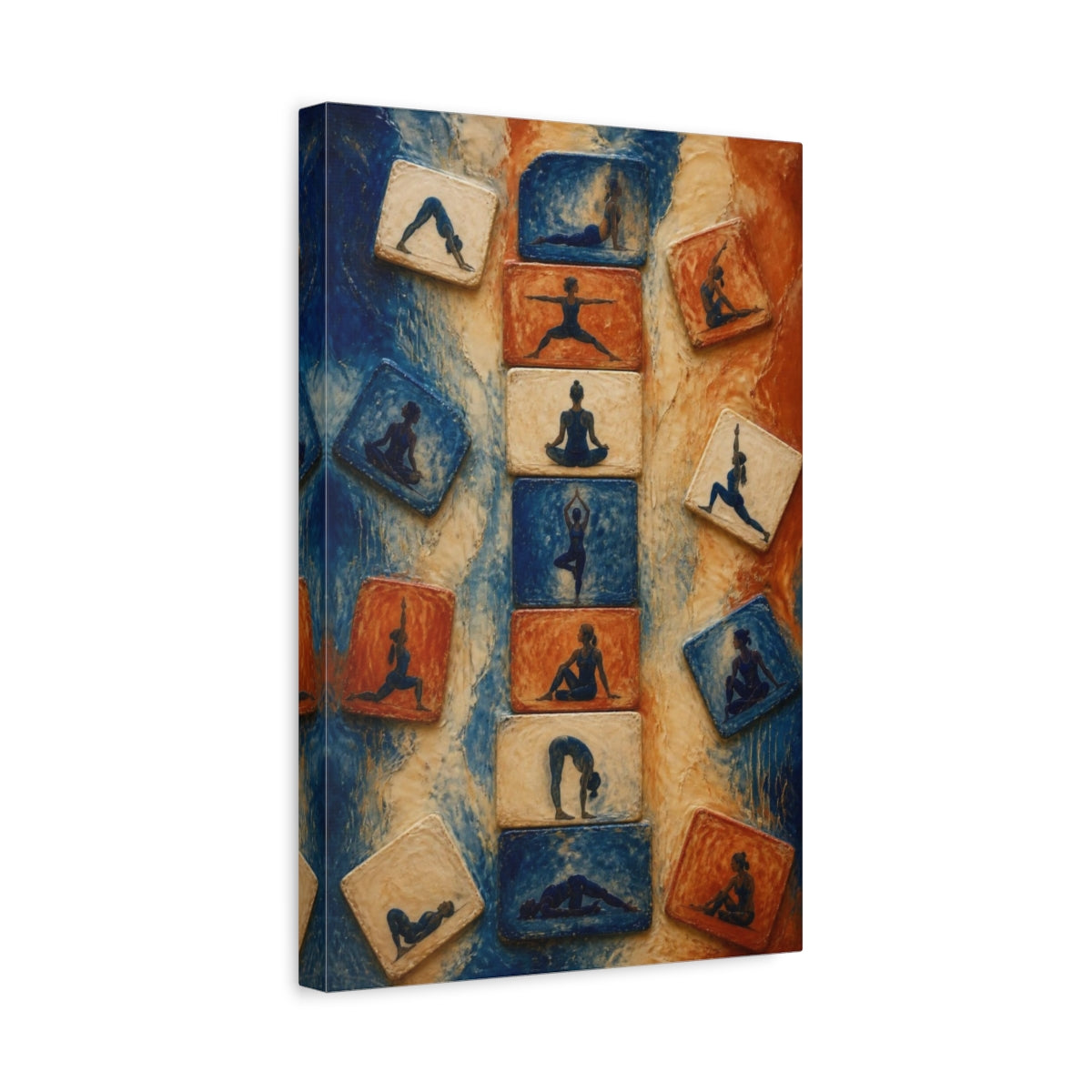 Side Mockup 4. Yoga Tile Sequence shown as canvas print