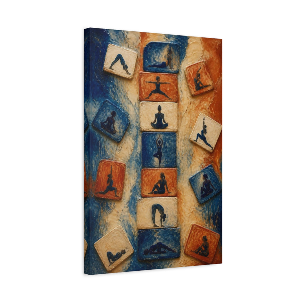 Side Mockup 3. Yoga Tile Sequence shown as canvas print