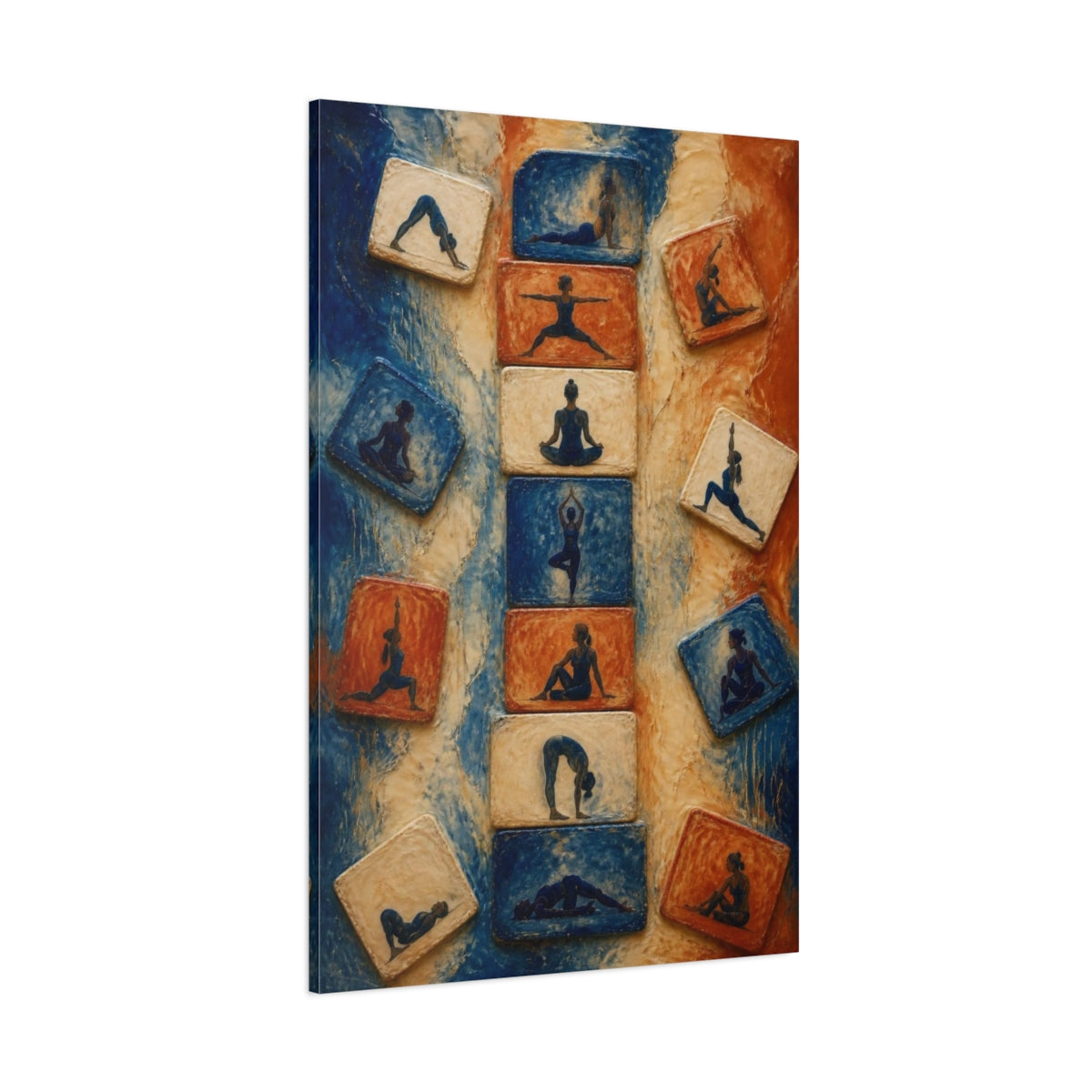 Side Mockup 1. Yoga Tile Sequence shown as canvas print