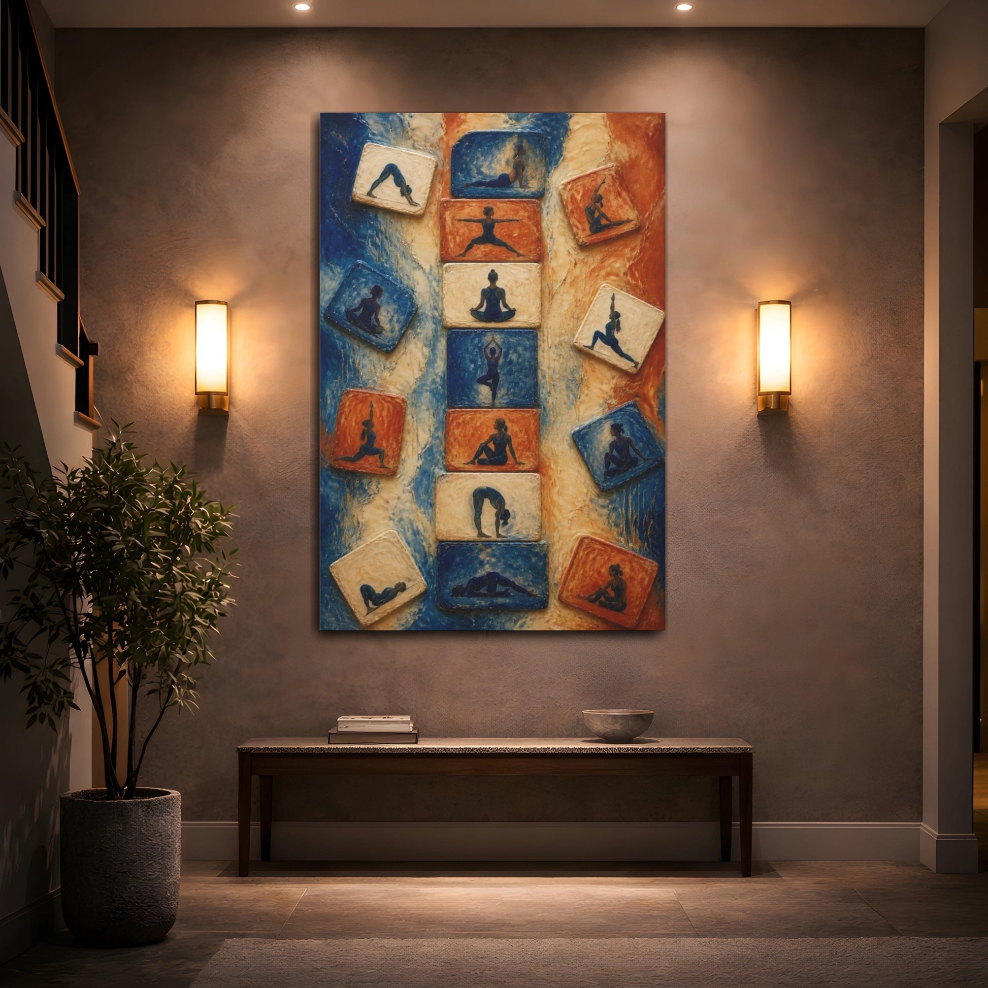 Mockup 2. Yoga Tile Sequence shown as canvas print