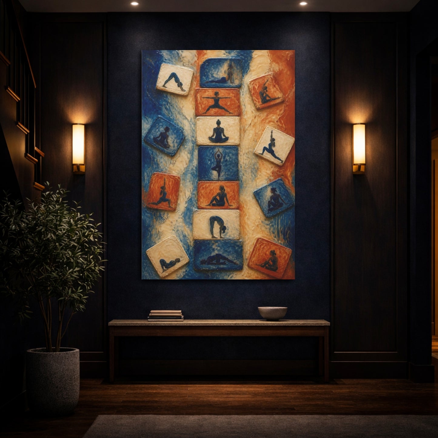 Mockup 4. Yoga Tile Sequence shown as canvas print