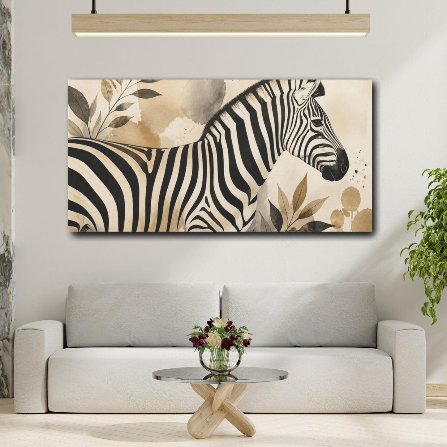 Mockup 2. Zebra Animals Illustration shown as canvas print