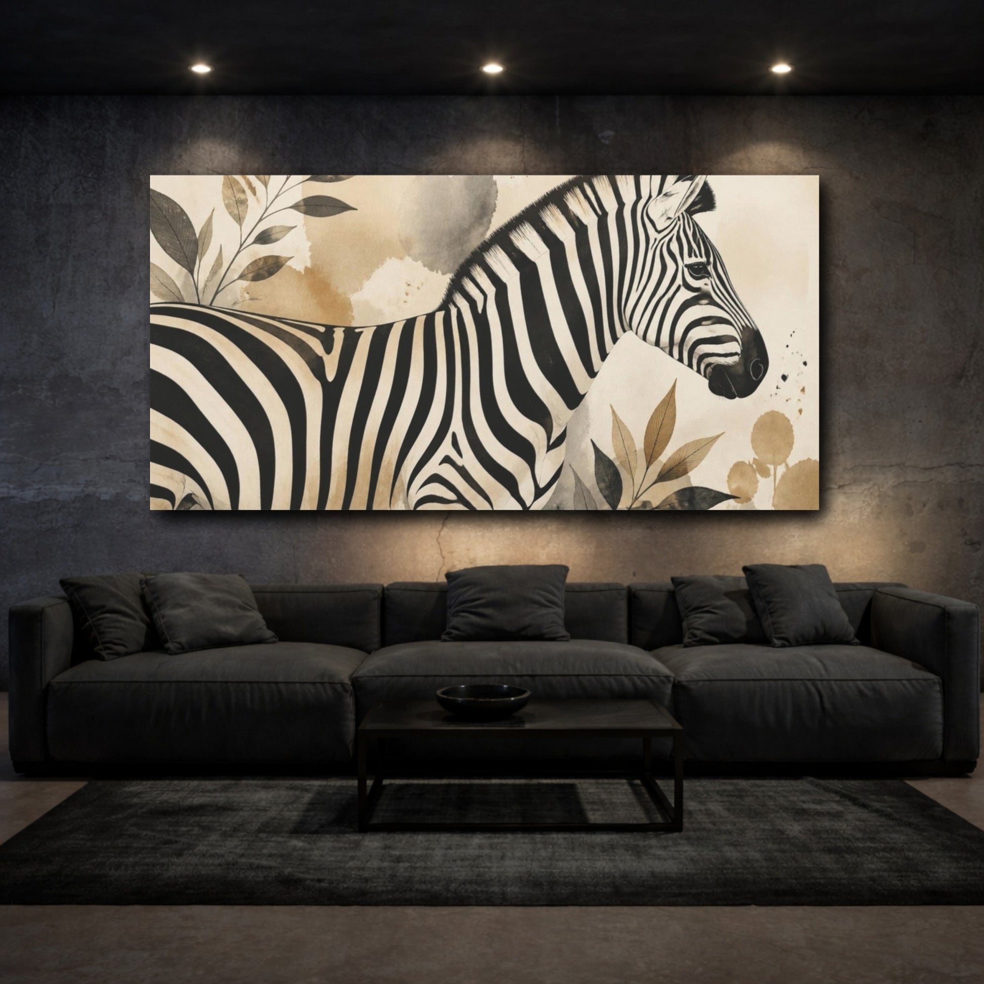 Mockup 3. Zebra Animals Illustration shown as canvas print