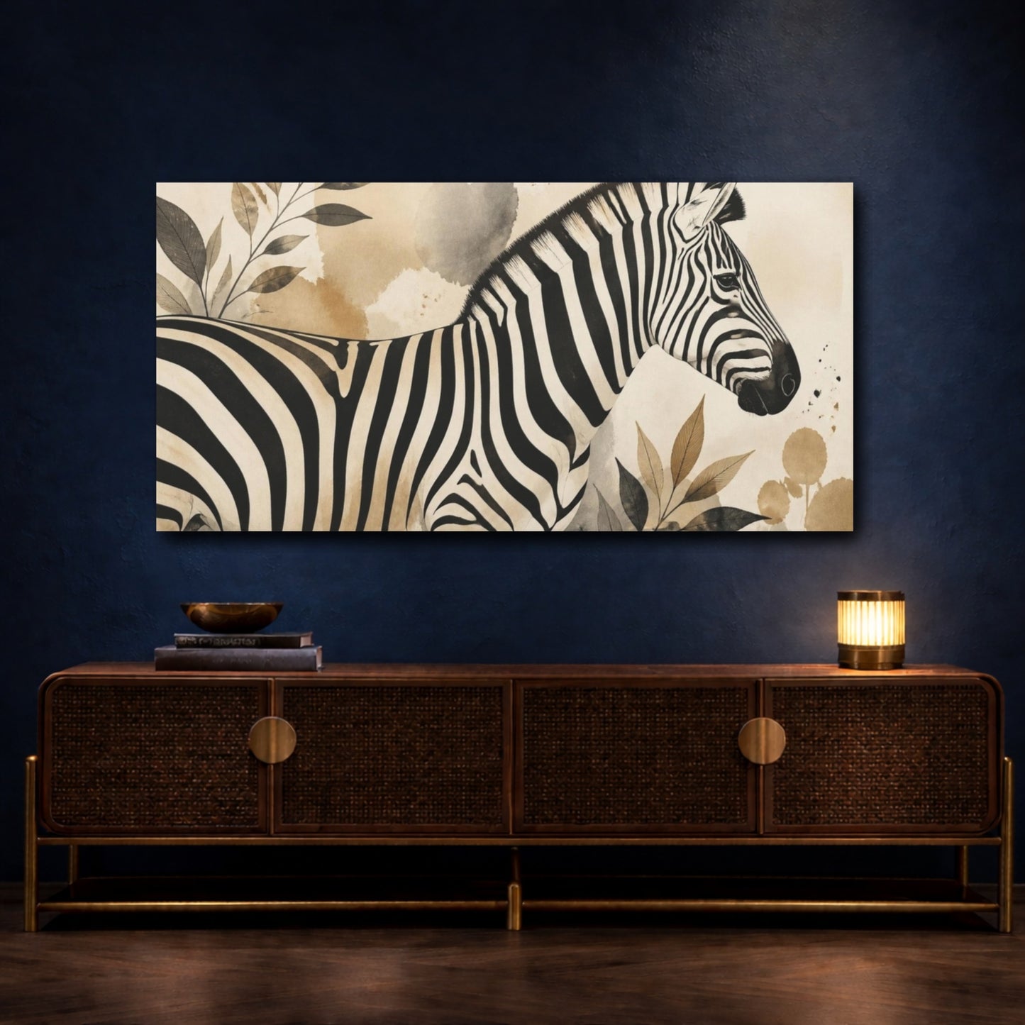 Mockup 4. Zebra Animals Illustration shown as canvas print