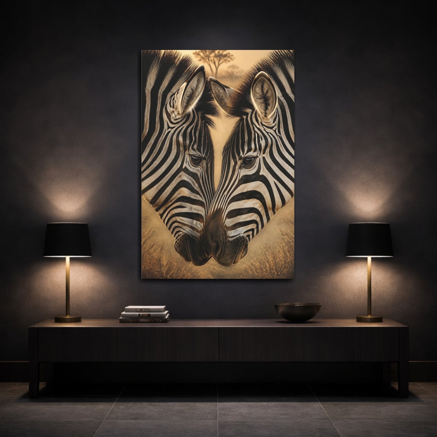 Mockup 3. Zebra Heart Close-Up shown as canvas print