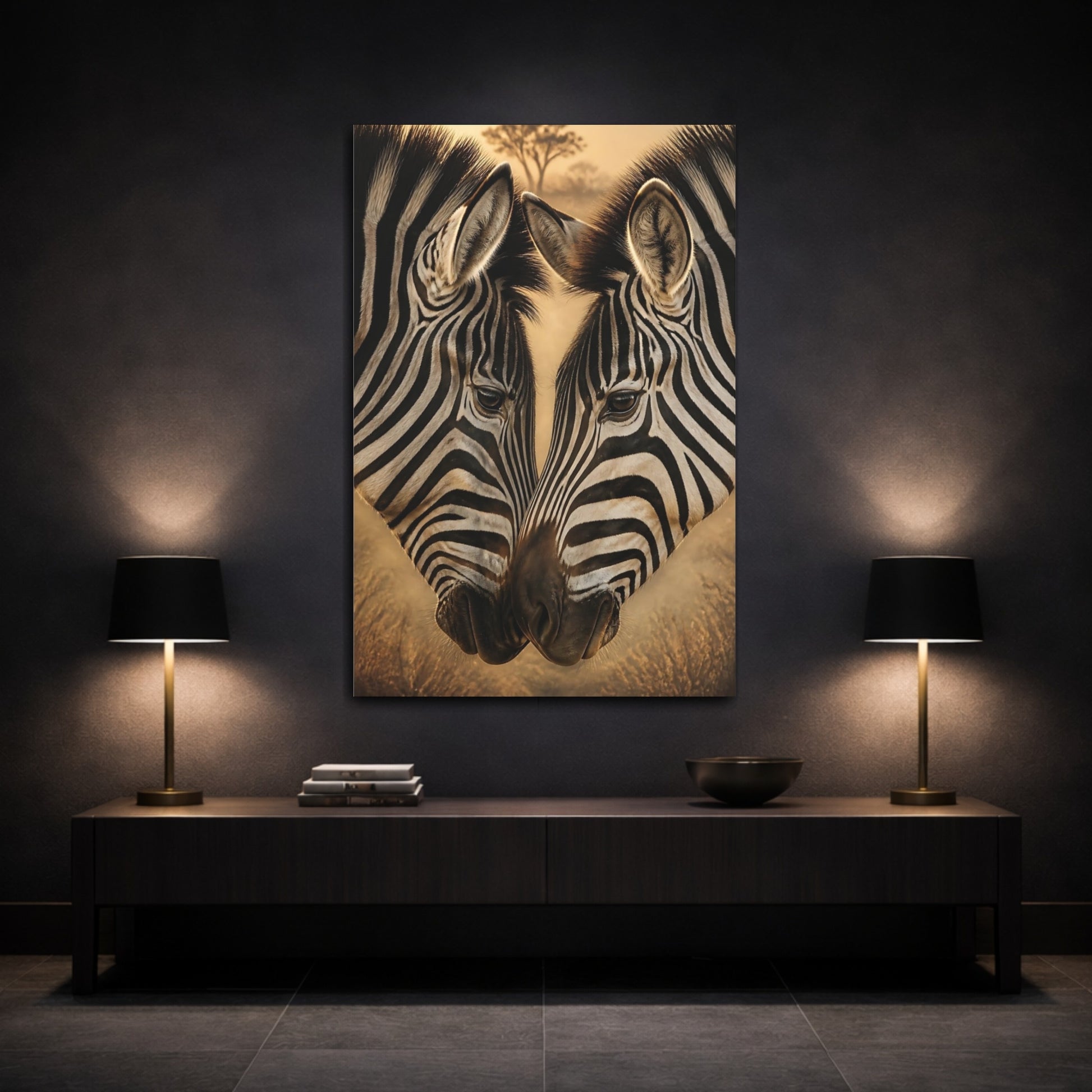 Mockup 3. Zebra Heart Close-Up shown as canvas print